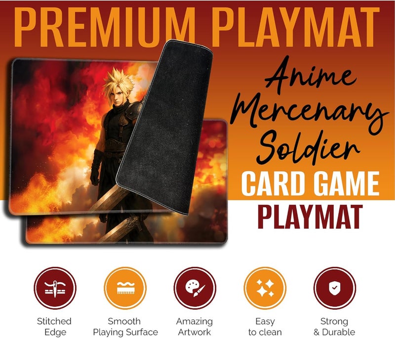 Digital Sorcery Studio Store Card Game Playmat - Premium Stitched Edge - Perfect for MTG Commander Decks (Anime Mercenary Soldier) - Image 2